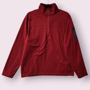 Cabelas Quarter Zip Mock Neck Pullover Sweater Mens Size Medium Red Active Wear